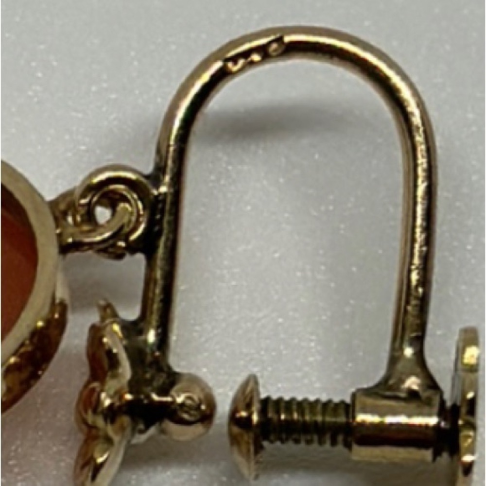 VINTAGE 14K real solid gold camafeo earrings - Picture 5 of 16